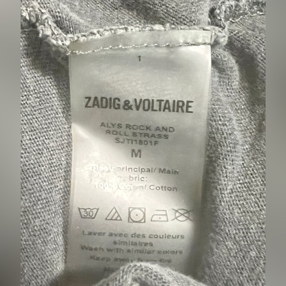 Zadig & Voltaire Women’s Rock and Roll Graphic Distressed Black Crop Tee! Rad! - Picture 2 of 3